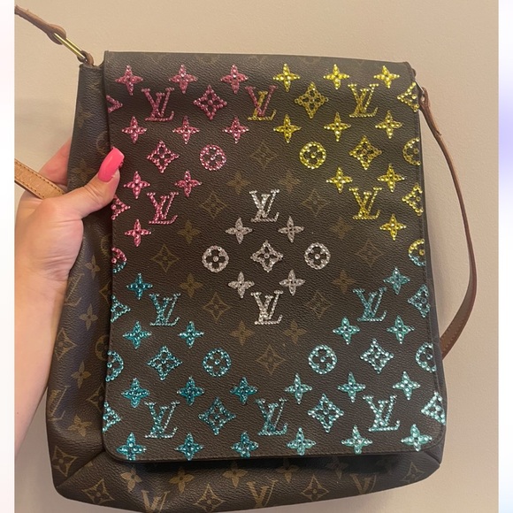 Louis Vuitton musette salsa hand painted with swarovski crystals one of a kind - Picture 4 of 17